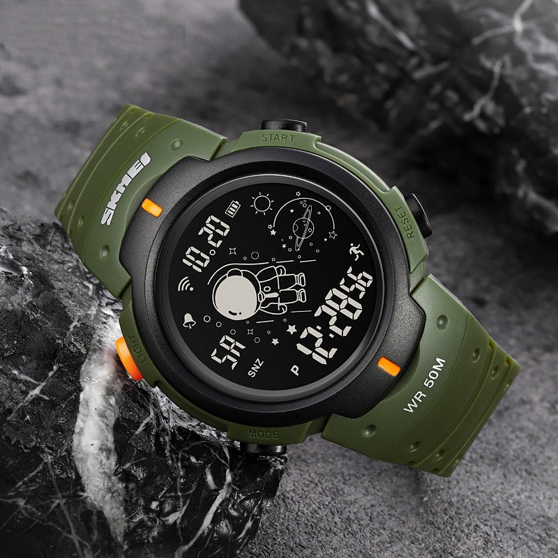 Astronaut-Style Digital Sports Watch