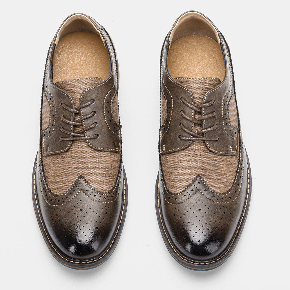 Men's Colour-Block PU Brogue Shoes