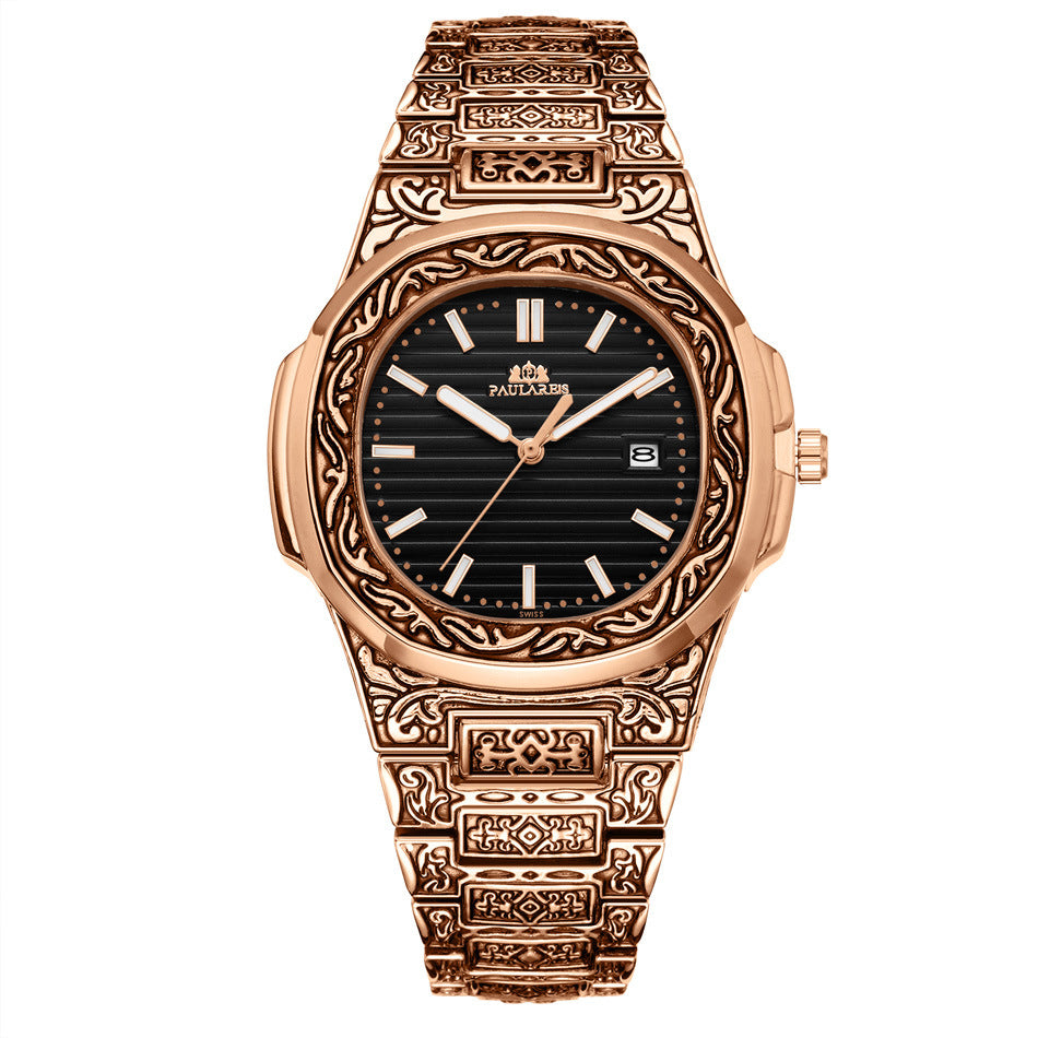 Men's Parrot-Design Calendar Quartz Watch