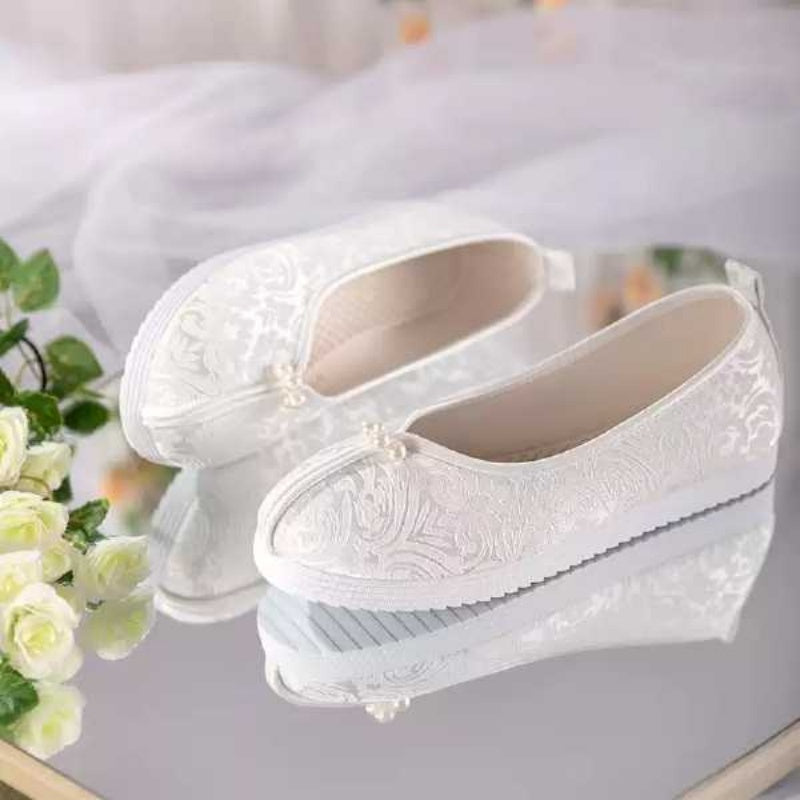 Women's Embroidered Jacquard Satin Flats