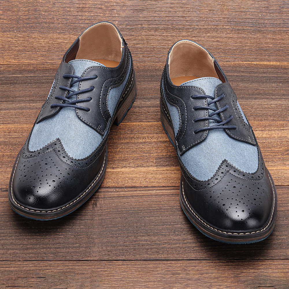 Men's Colour-Block PU Brogue Shoes