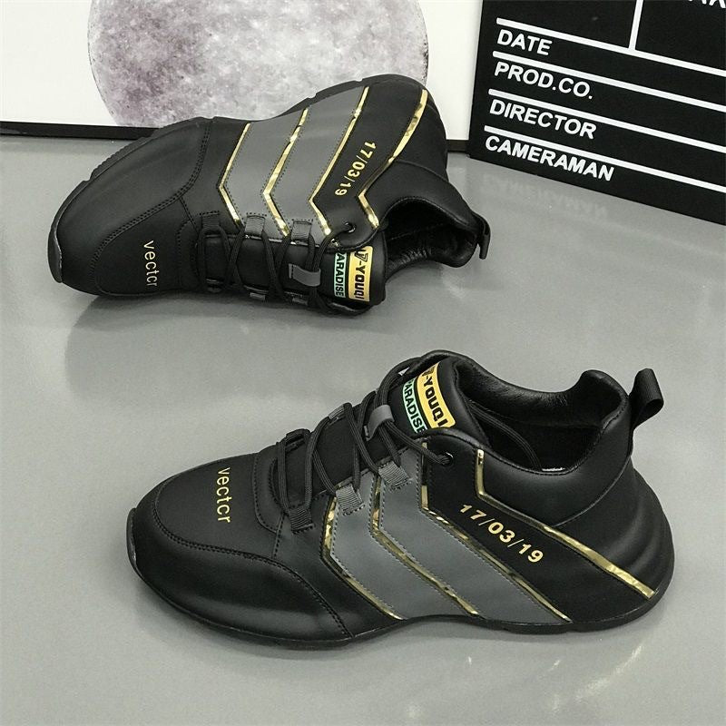 Men's Thick-Sole Faux-Leather Lace-Up Shoes