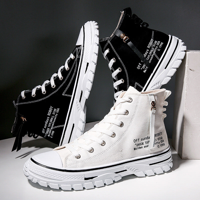 High-Top Thick-Sole Canvas Sneakers — product view