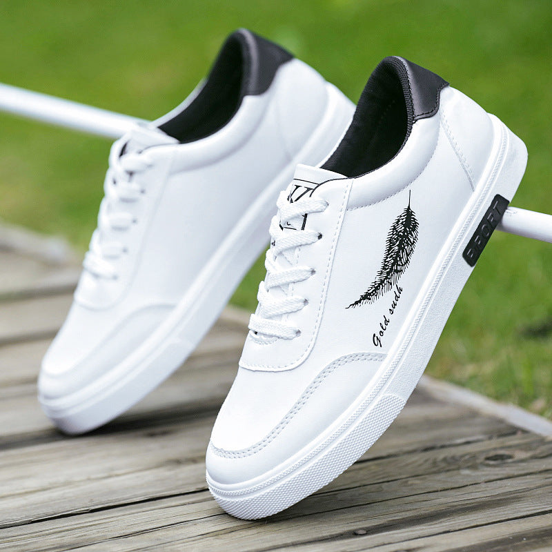 Men's White Lace-Up Sneakers — product view