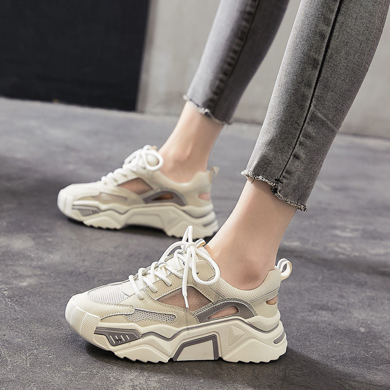 Women's Mesh Lace-Up Chunky Sneakers