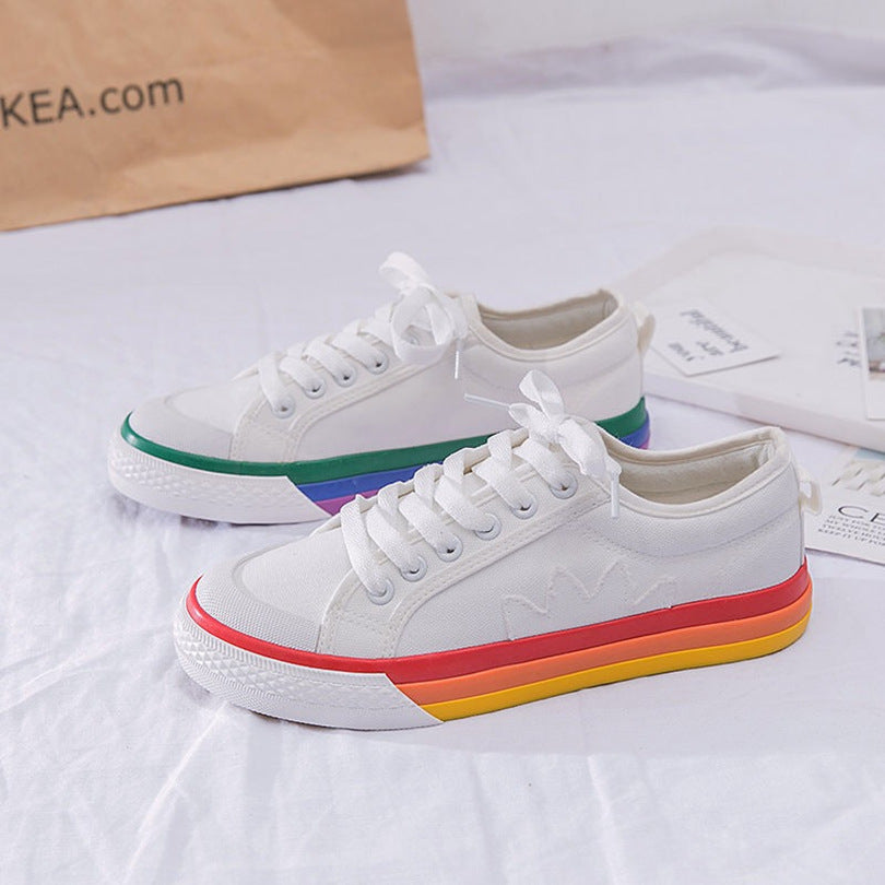 Women's Rainbow Colour-Block Canvas Shoes