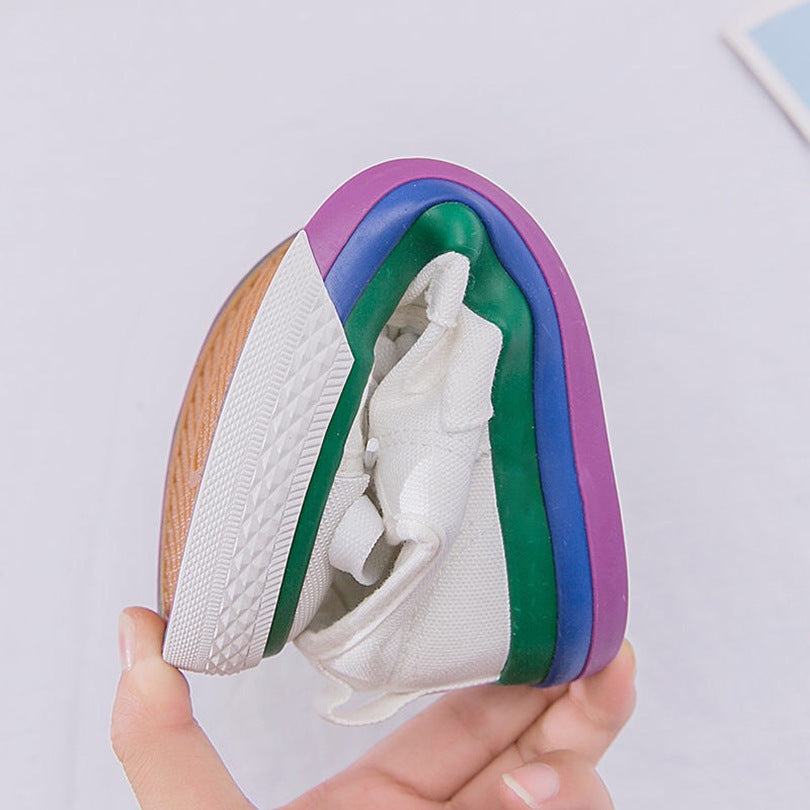 Women's Rainbow Colour-Block Canvas Shoes