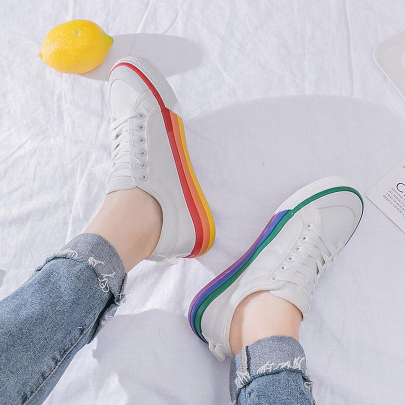 Women's Rainbow Colour-Block Canvas Shoes