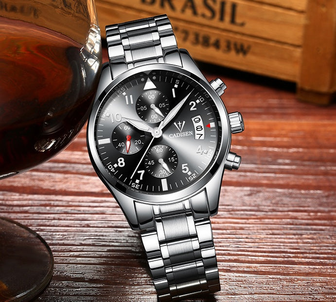 Multifunction Stainless Steel Quartz Watch