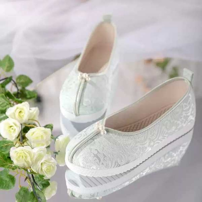 Women's Embroidered Jacquard Satin Flats