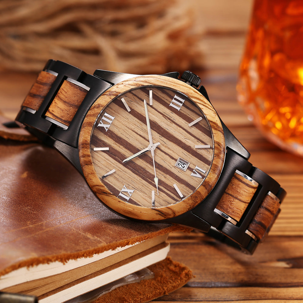 Men's Wood-Style Quartz Watch