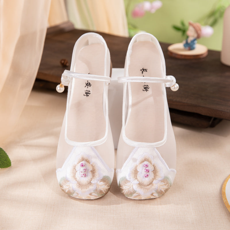 Women's Embroidered Mesh Mary Jane Flats