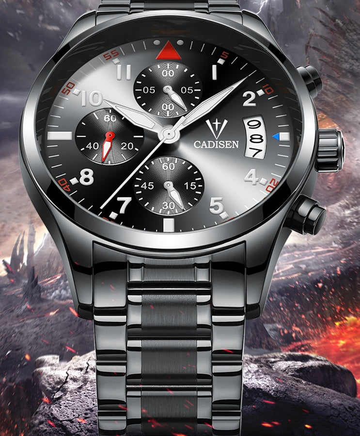 Multifunction Stainless Steel Quartz Watch