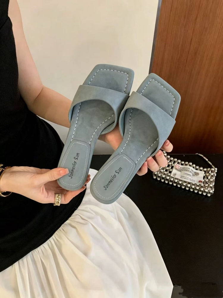 Women's Open-Toe Slip-On Wedge Mules