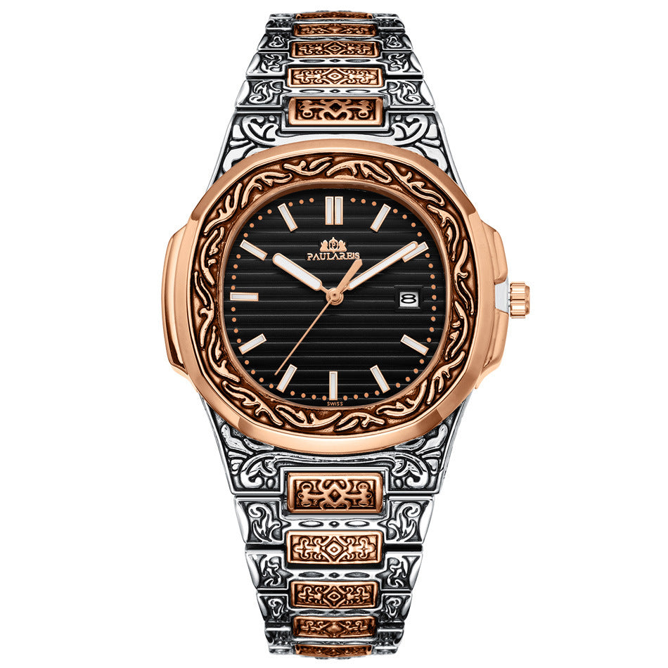 Men's Parrot-Design Calendar Quartz Watch