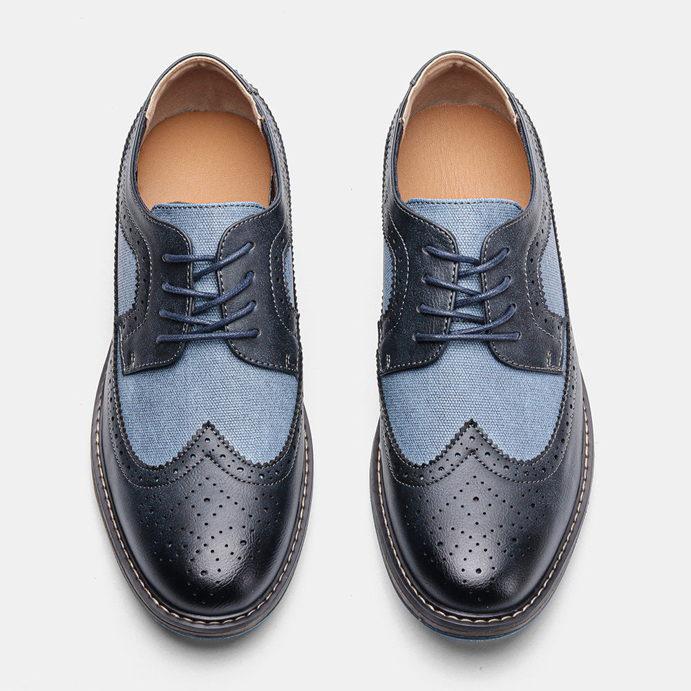 Men's Colour-Block PU Brogue Shoes
