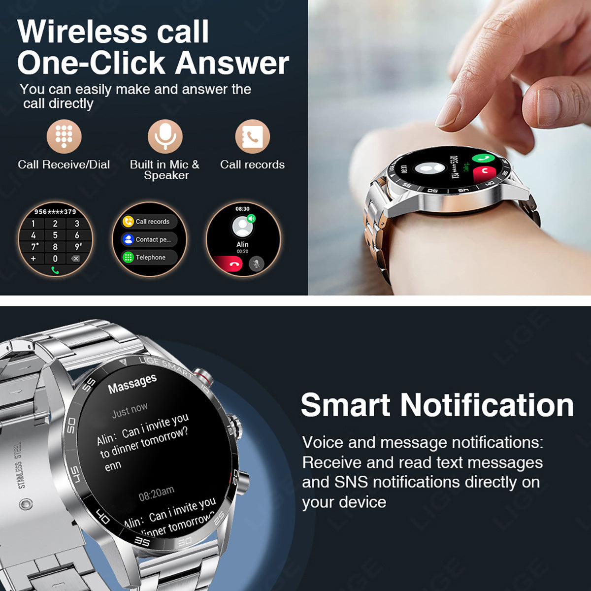 Men's Business-Style Bluetooth Smartwatch