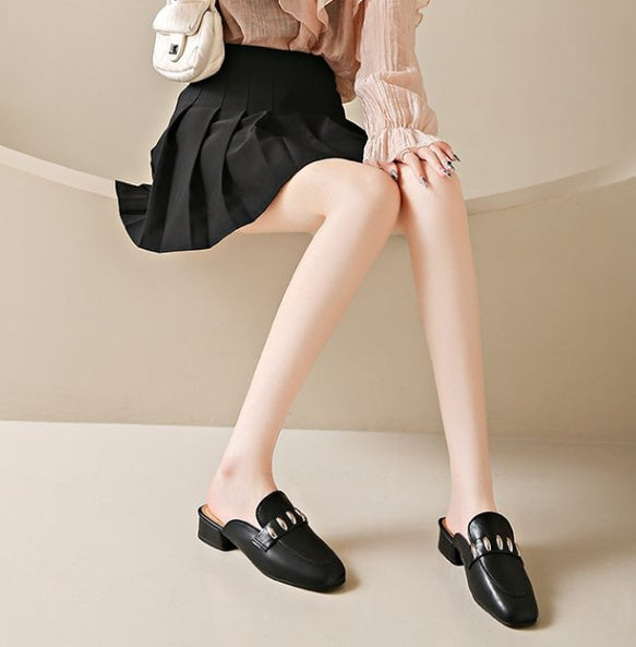 Women's Black Single-Strap Mules