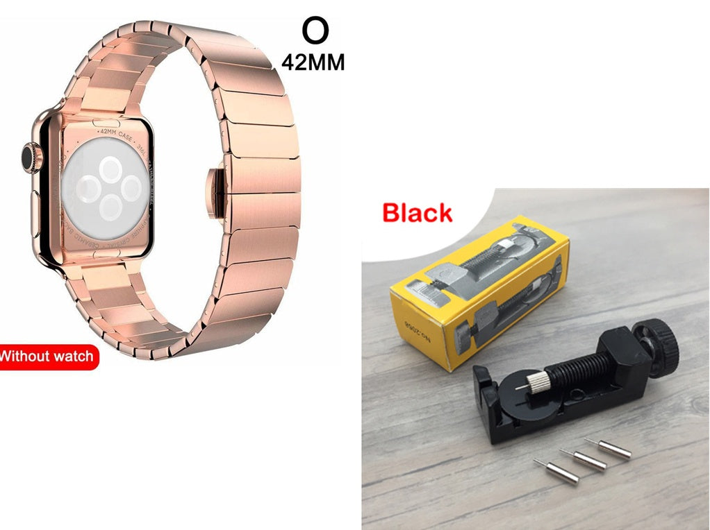 Metal Watch Strap with Butterfly Clasp