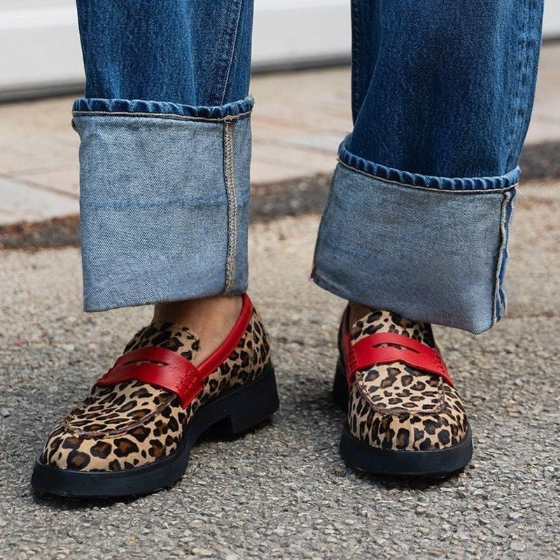 Women's Leopard-Print Low-Heel Shoes