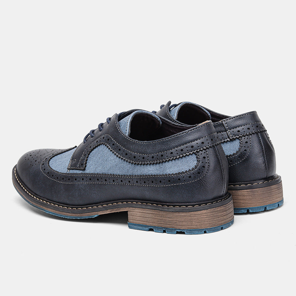 Men's Colour-Block PU Brogue Shoes