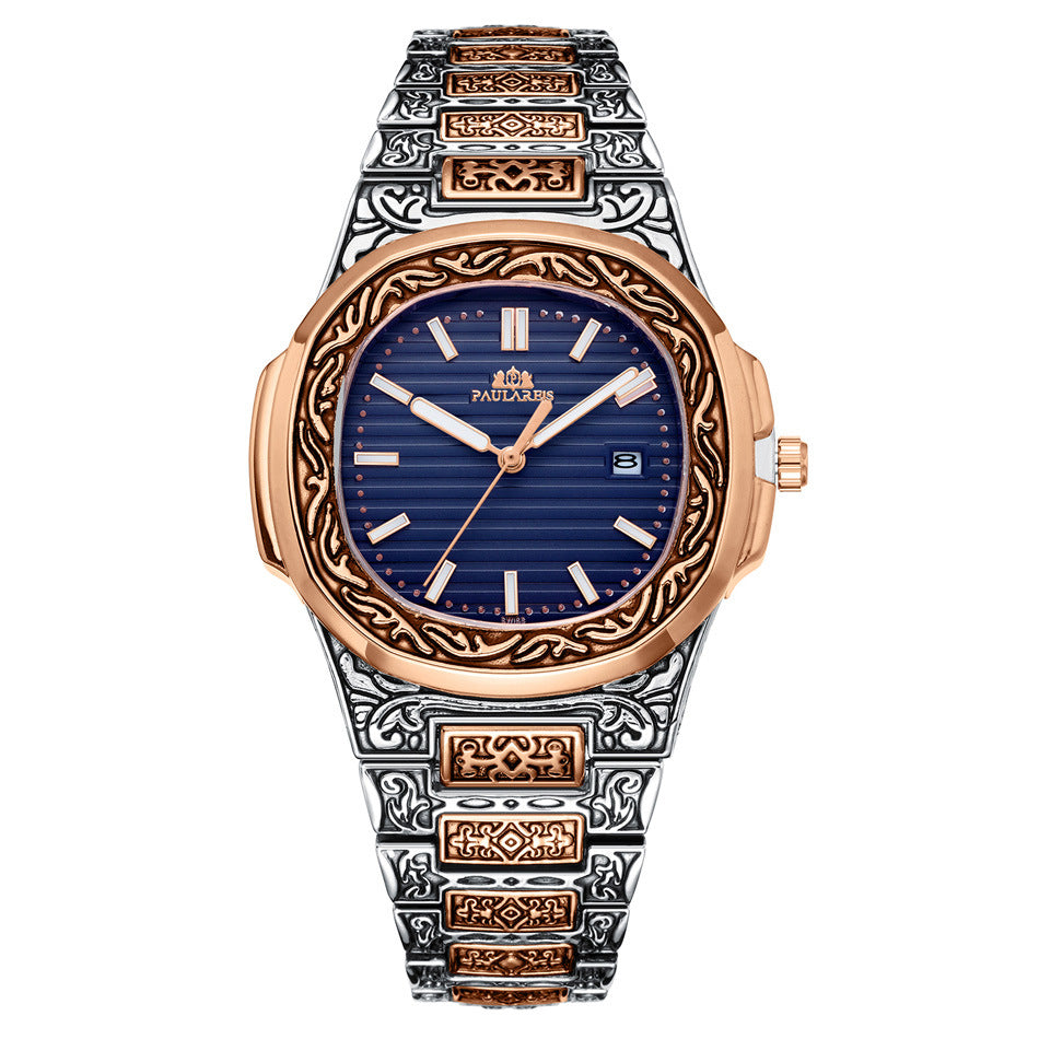 Men's Parrot-Design Calendar Quartz Watch