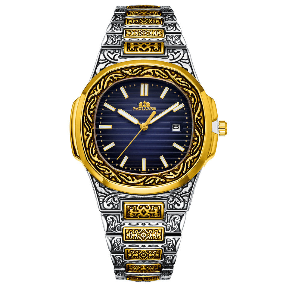 Men's Parrot-Design Calendar Quartz Watch