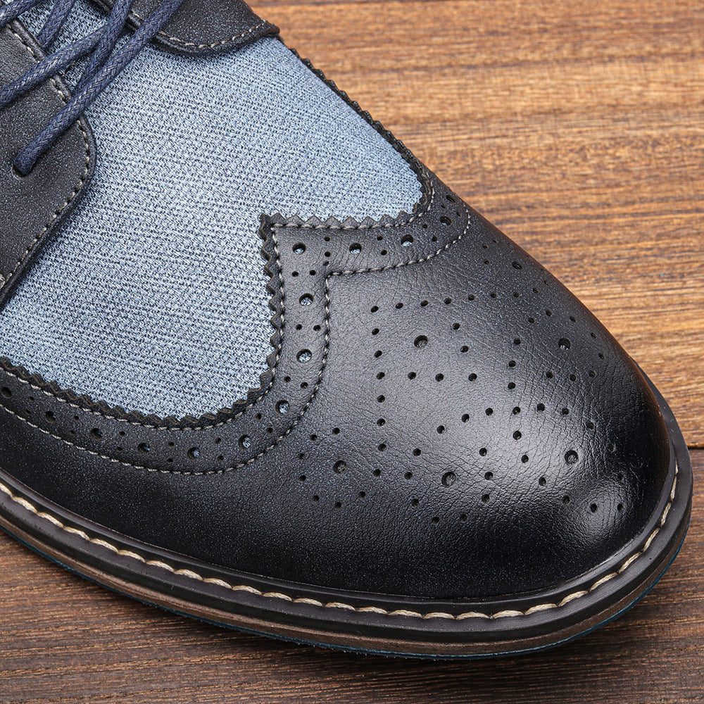 Men's Colour-Block PU Brogue Shoes