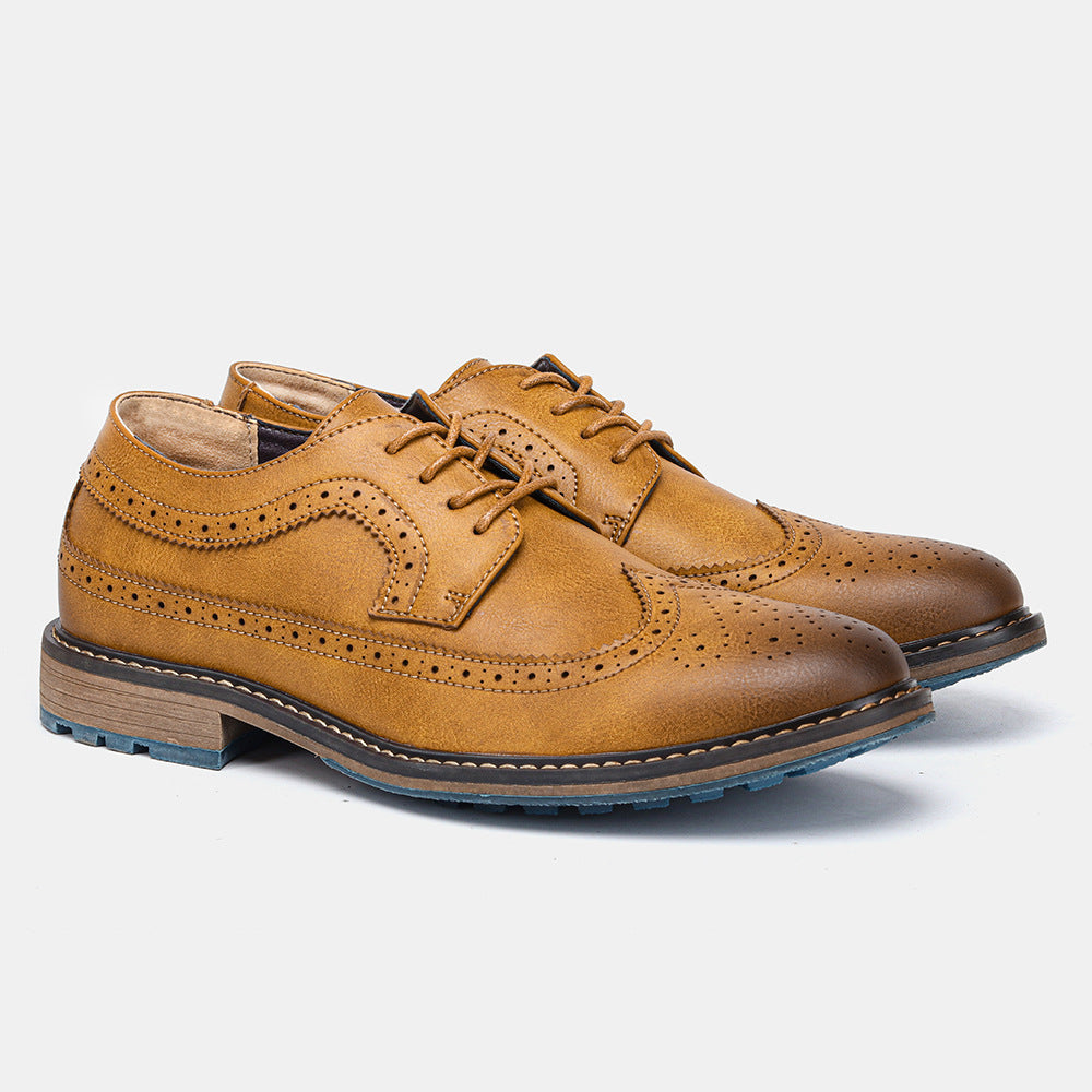 Men's Colour-Block PU Brogue Shoes