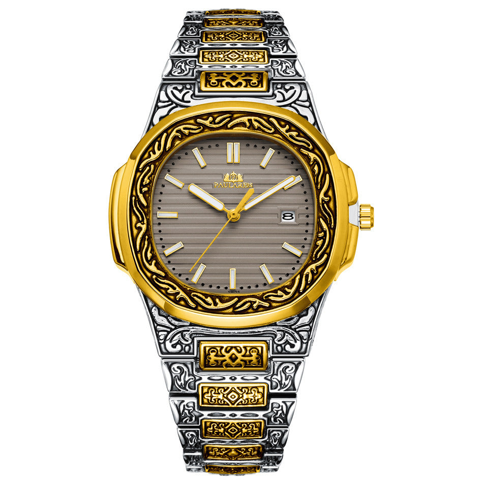 Men's Parrot-Design Calendar Quartz Watch
