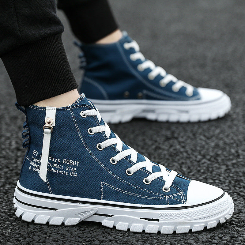 High-Top Thick-Sole Canvas Sneakers — product view