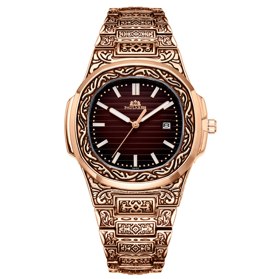 Men's Parrot-Design Calendar Quartz Watch