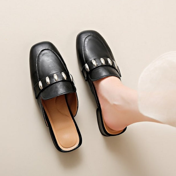 Women's Black Single-Strap Mules