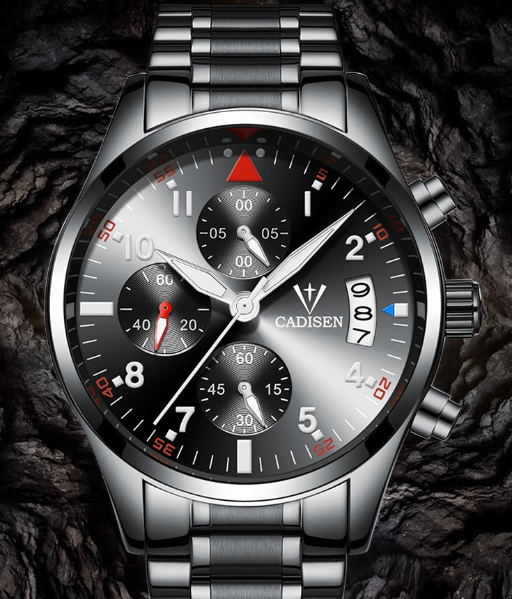 Multifunction Stainless Steel Quartz Watch