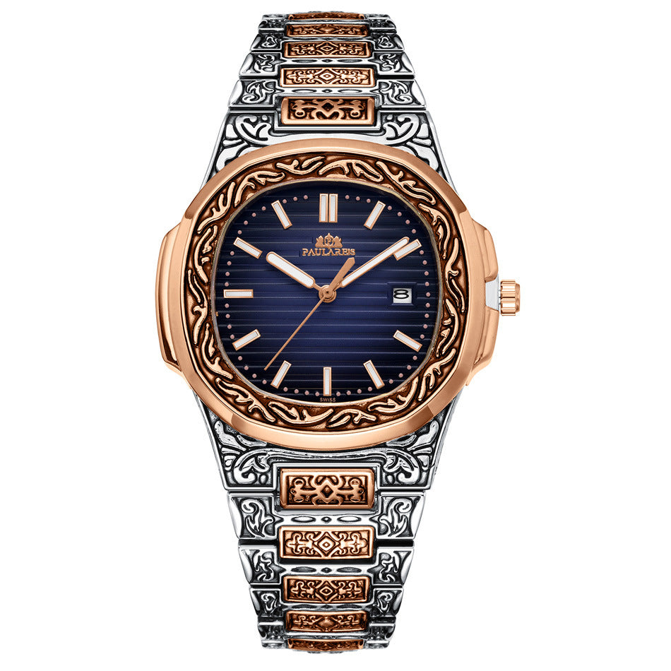 Men's Parrot-Design Calendar Quartz Watch