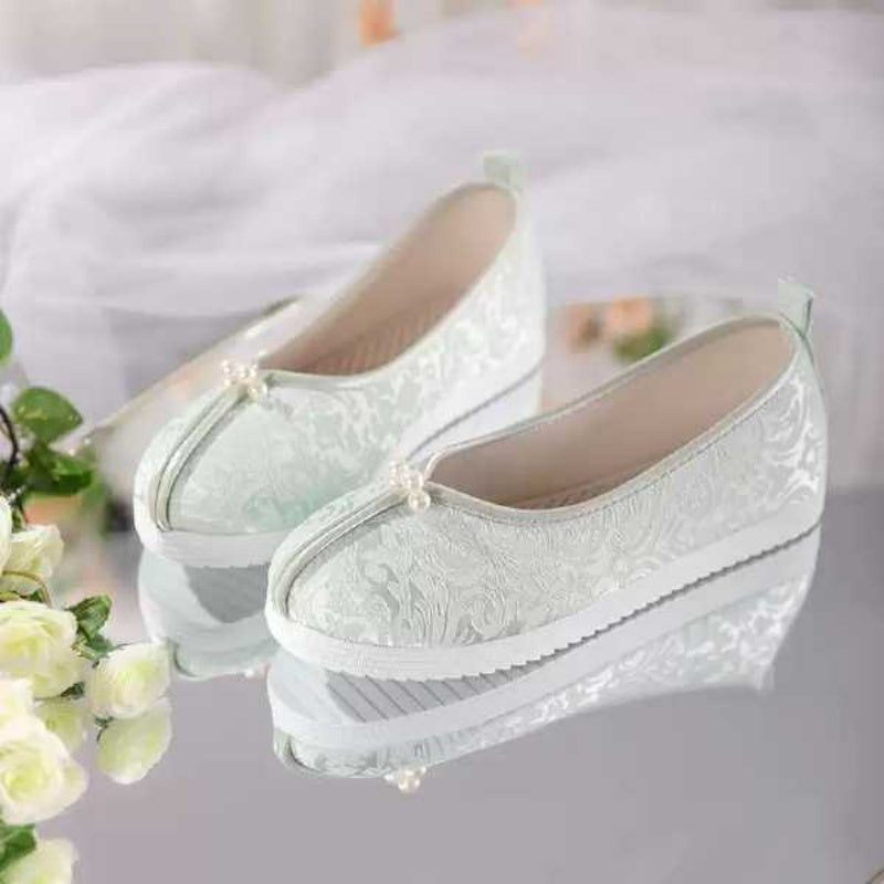 Women's Embroidered Jacquard Satin Flats