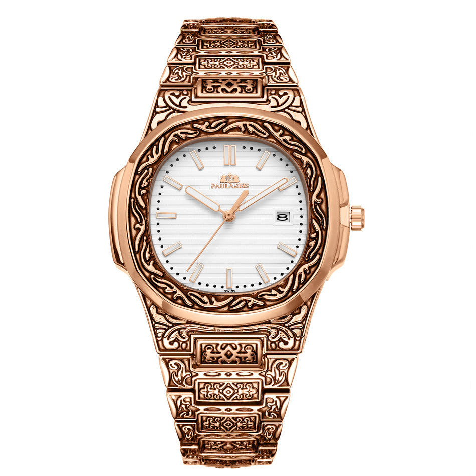 Men's Parrot-Design Calendar Quartz Watch