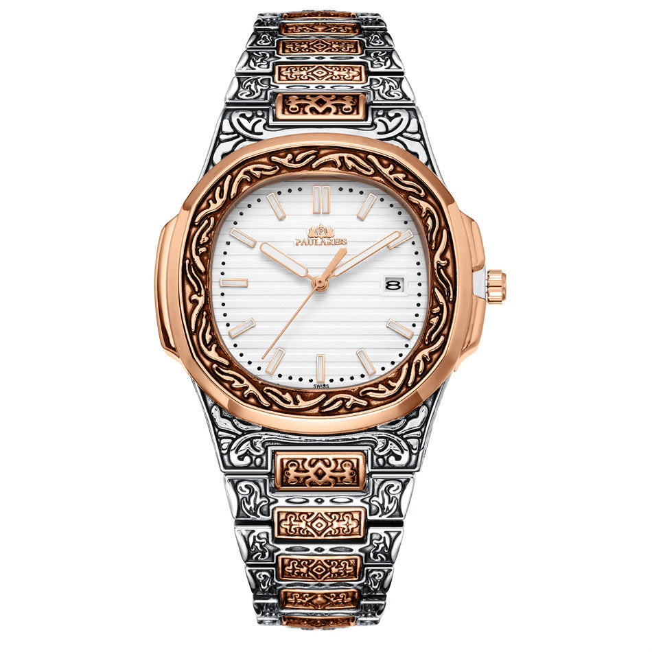 Men's Parrot-Design Calendar Quartz Watch