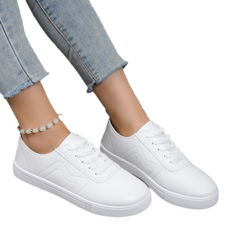 White Round-Toe Lace-Up Casual Shoes