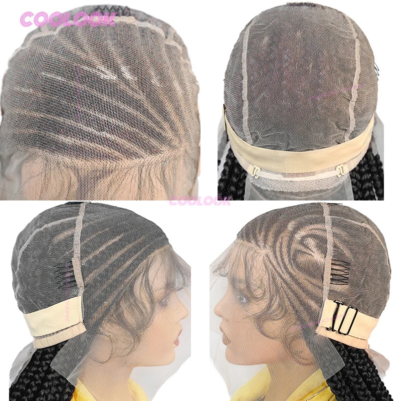 36 Inch Heart Cornrow Braids Wig Synthetic Braided Wig Full Lace - OSASCO