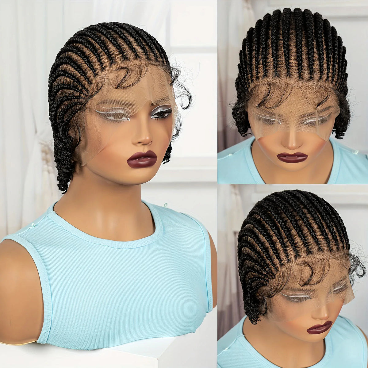 Full Lace Wig Braided 8 Inch Short Bob Braided Wig Synthetic Short - OSASCO
