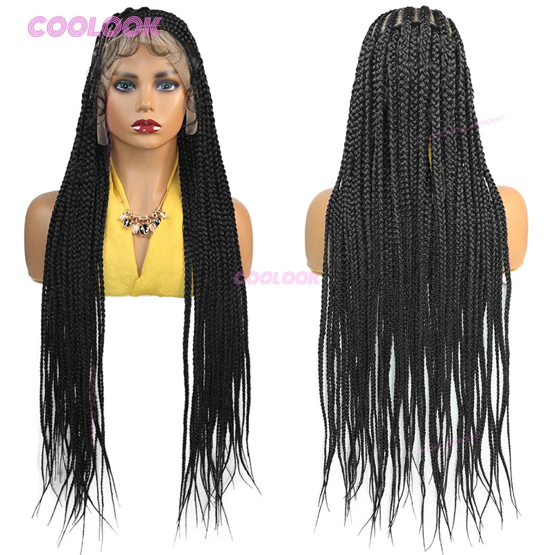 36 Inch Heart Cornrow Braids Wig Synthetic Braided Wig Full Lace - OSASCO