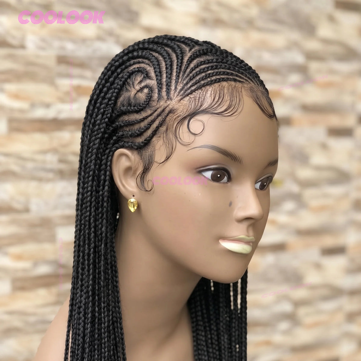 36 Inch Heart Cornrow Braids Wig Synthetic Braided Wig Full Lace - OSASCO