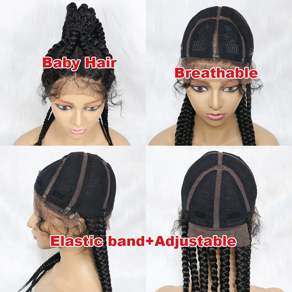 Braided Lace Front Wig 360 Synthetic Wig 24inches Box Wig Braids - OSASCO