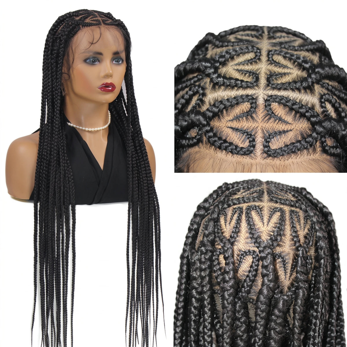 36'' Heart Braids Wig Synthetic Full Lace Braided Wig Knotless Box - OSASCO