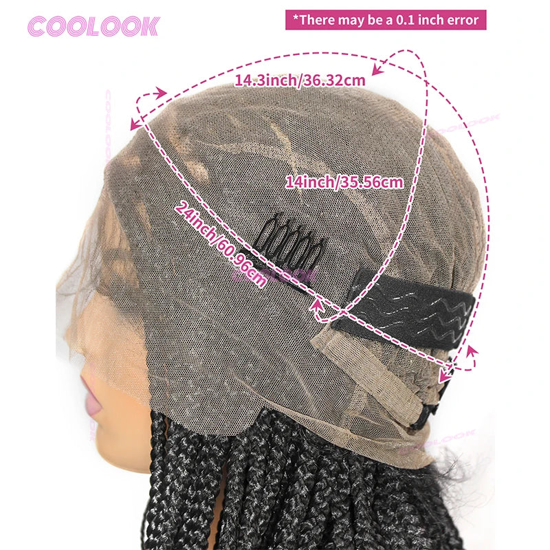 Synthetic Triangle Braids Hair Wig Full Lace Braided Wig Knotless Box - OSASCO
