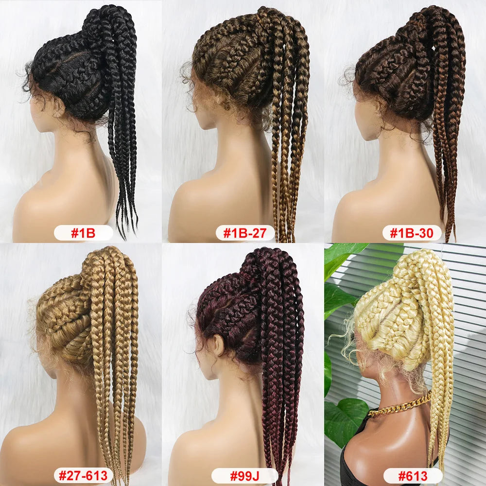 Braided Lace Front Wig 360 Synthetic Wig 24inches Box Wig Braids - OSASCO