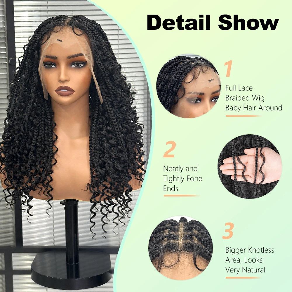 Women's Black Curly Synthetic Wig — product view