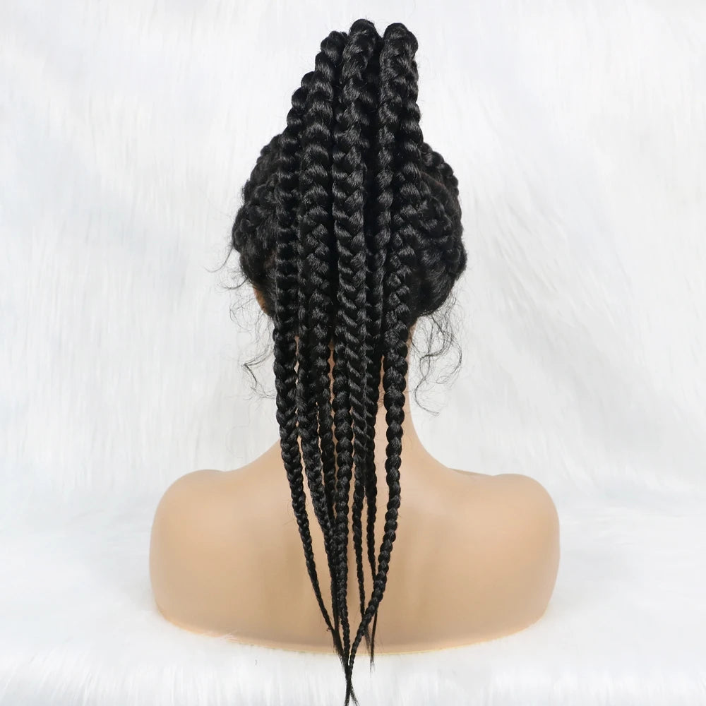 Braided Lace Front Wig 360 Synthetic Wig 24inches Box Wig Braids - OSASCO