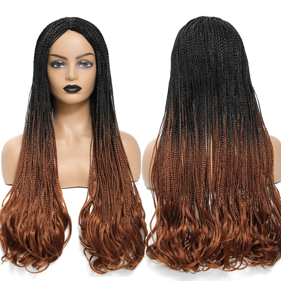 26 Inch Long Box Braid Wig with Curly End African Synthetic Braided - OSASCO